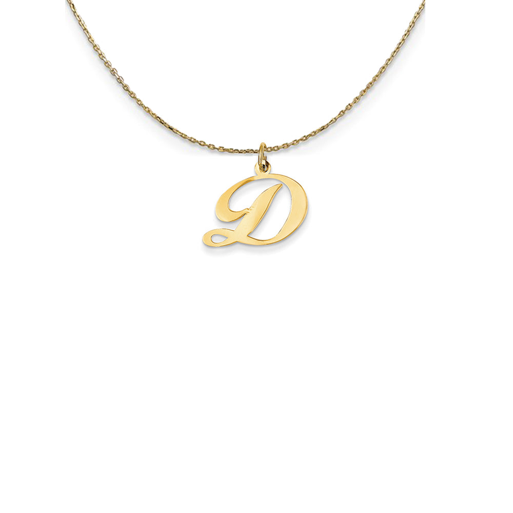 14k Yellow Gold Small Fancy Script Initial D Necklace, Item N24573 by The Black Bow Jewelry Co.