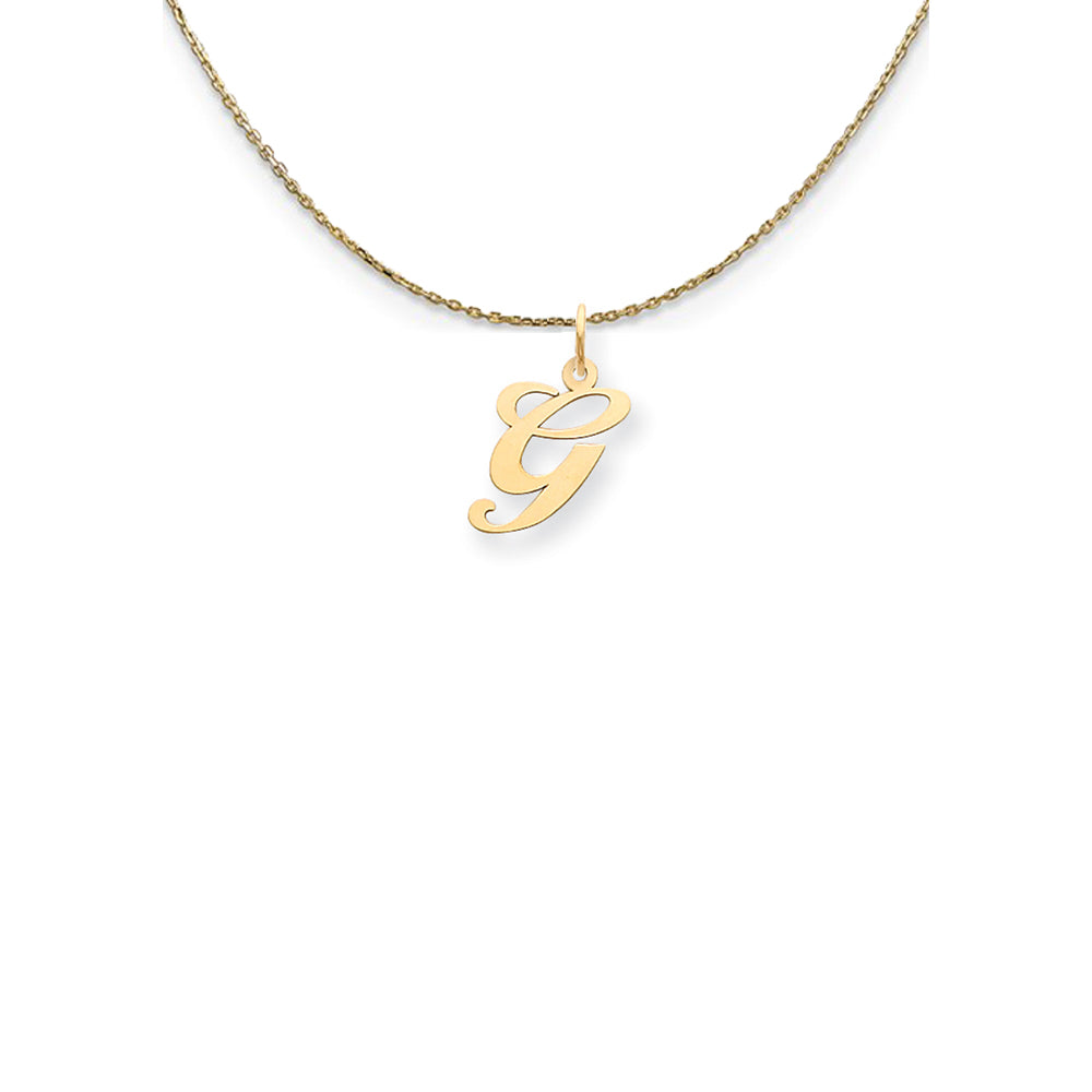 14k Yellow Gold Small Fancy Script Initial G Necklace, Item N24576 by The Black Bow Jewelry Co.