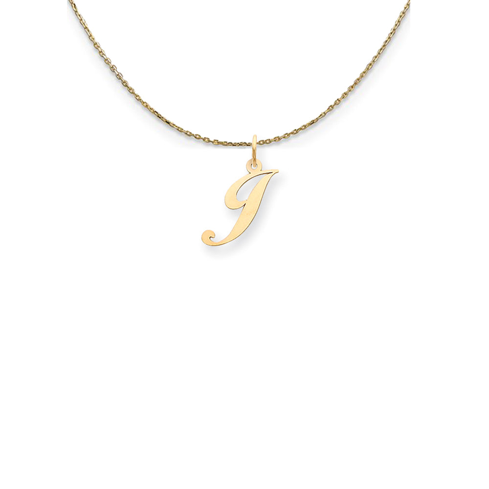 14k Yellow Gold Small Fancy Script Initial J Necklace, Item N24579 by The Black Bow Jewelry Co.