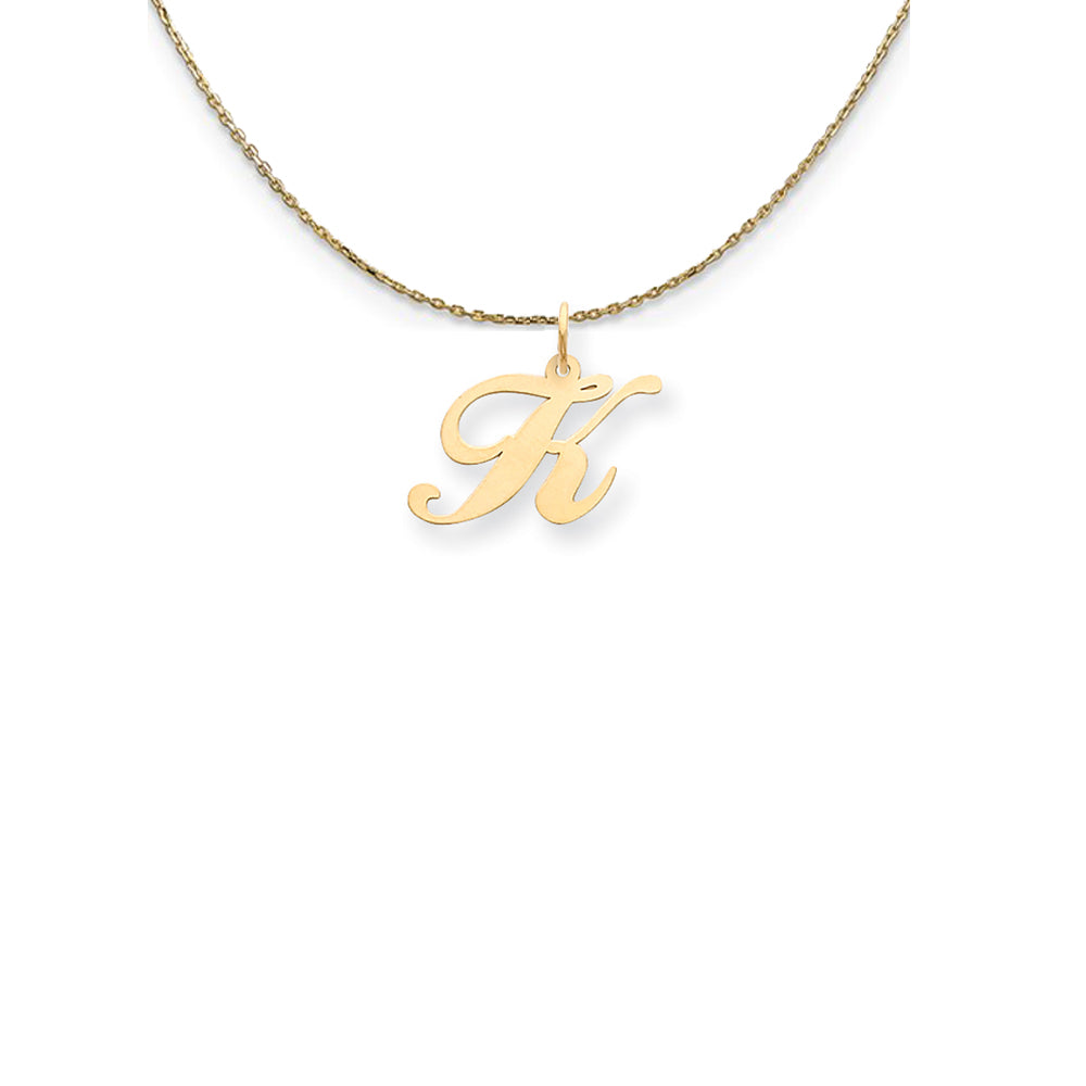 14k Yellow Gold Small Fancy Script Initial K Necklace, Item N24580 by The Black Bow Jewelry Co.