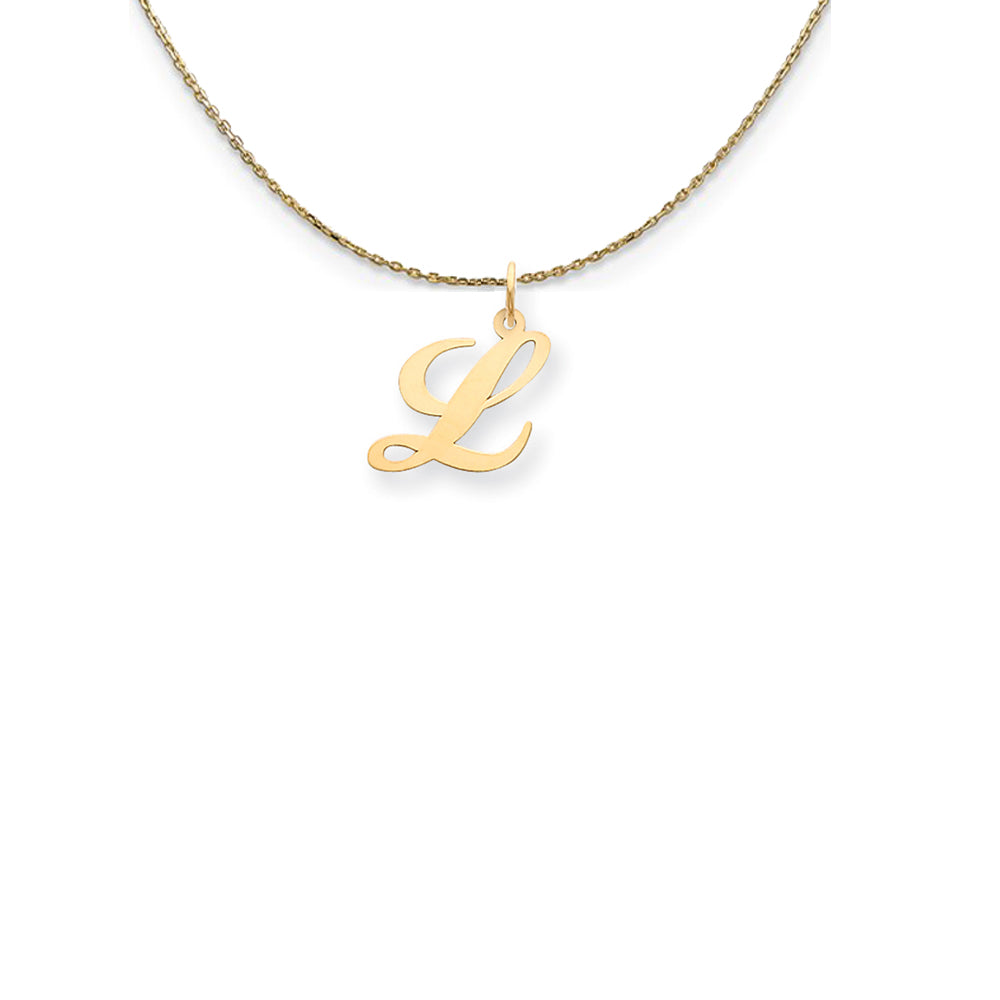 14k Yellow Gold Small Fancy Script Initial L Necklace, Item N24581 by The Black Bow Jewelry Co.