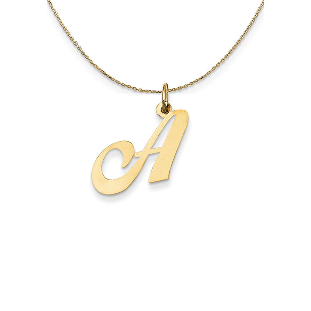 14k Yellow Gold LG Fancy Script Initial A Necklace, Item N24592 by The Black Bow Jewelry Co.