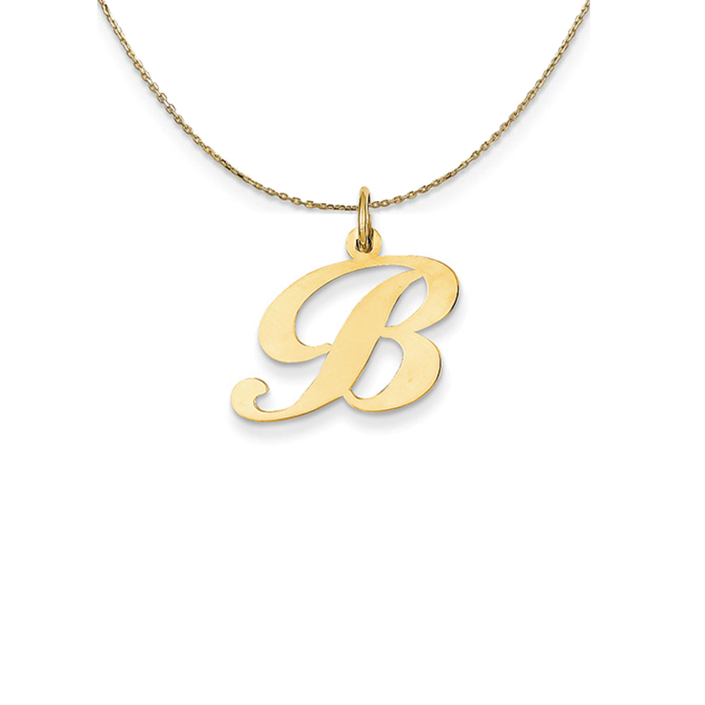 14k Yellow Gold LG Fancy Script Initial B Necklace, Item N24593 by The Black Bow Jewelry Co.