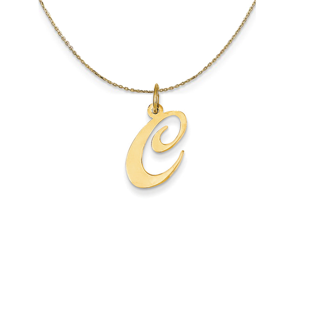 14k Yellow Gold LG Fancy Script Initial C Necklace, Item N24594 by The Black Bow Jewelry Co.