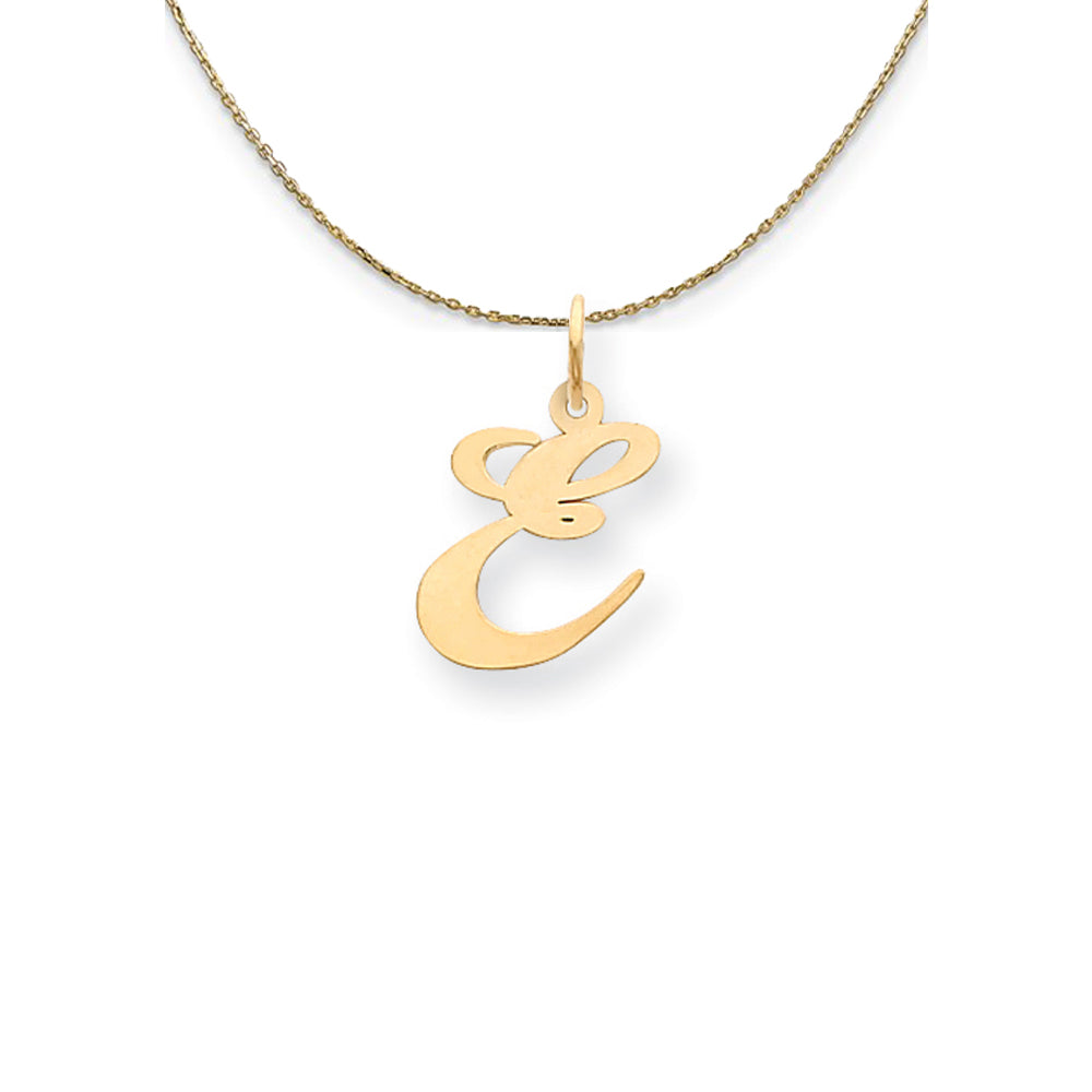 14k Yellow Gold LG Fancy Script Initial E Necklace, Item N24596 by The Black Bow Jewelry Co.