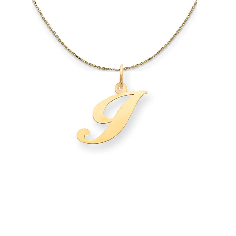 14k Yellow Gold LG Fancy Script Initial I Necklace, Item N24600 by The Black Bow Jewelry Co.