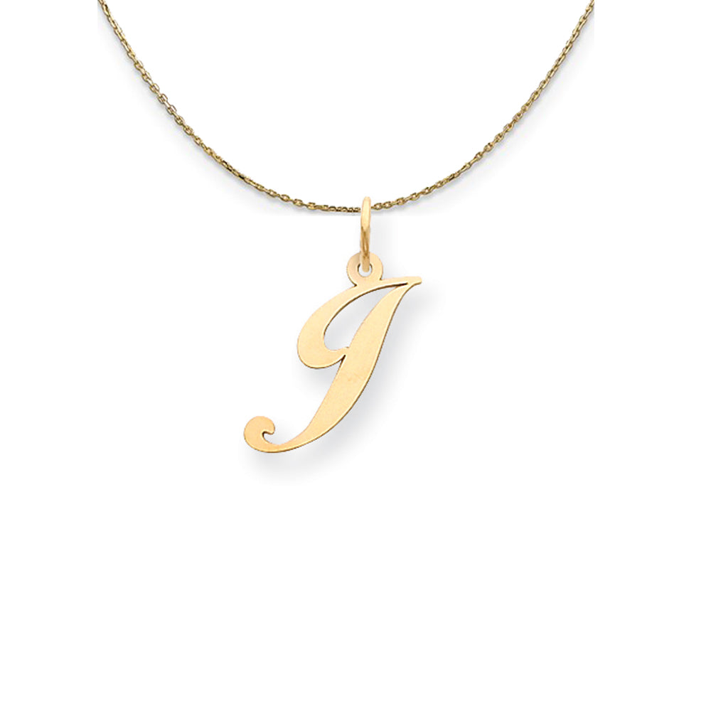 14k Yellow Gold LG Fancy Script Initial J Necklace, Item N24601 by The Black Bow Jewelry Co.