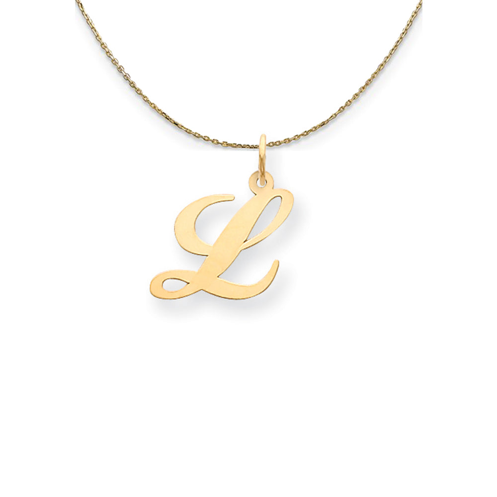 14k Yellow Gold LG Fancy Script Initial L Necklace, Item N24603 by The Black Bow Jewelry Co.
