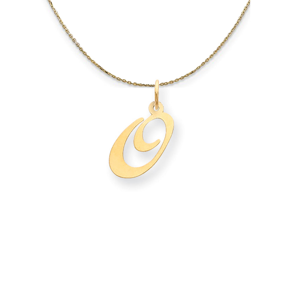 14k Yellow Gold LG Fancy Script Initial O Necklace, Item N24606 by The Black Bow Jewelry Co.