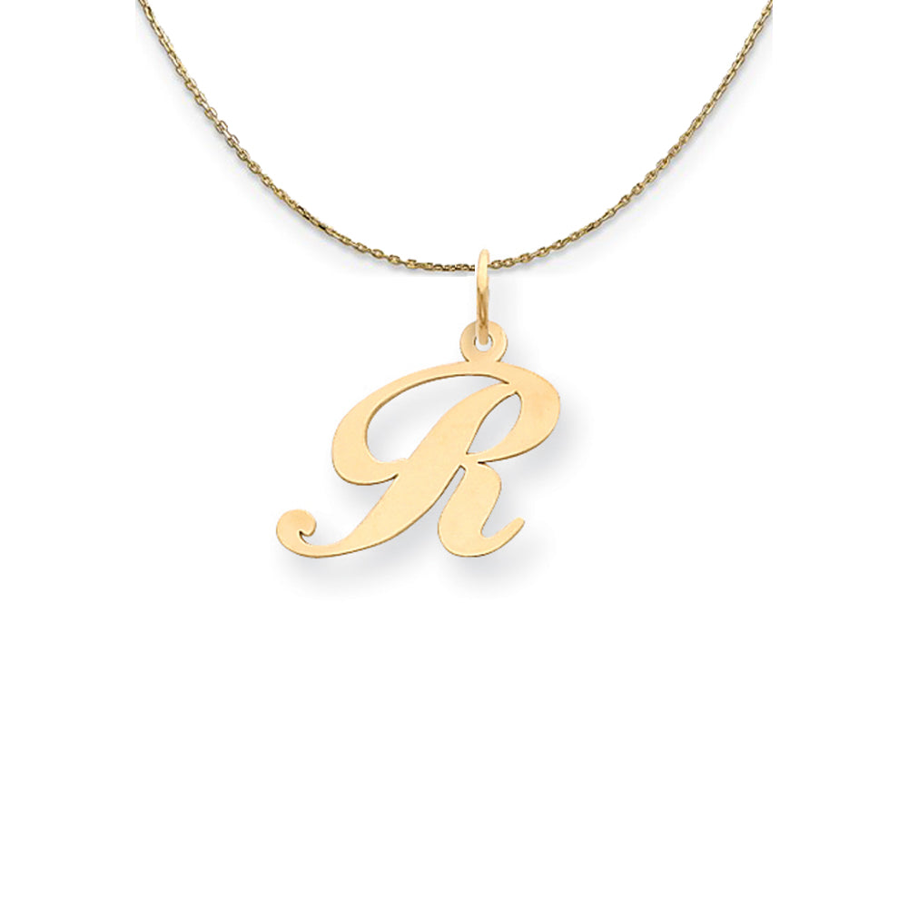 14k Yellow Gold LG Fancy Script Initial R Necklace, Item N24608 by The Black Bow Jewelry Co.