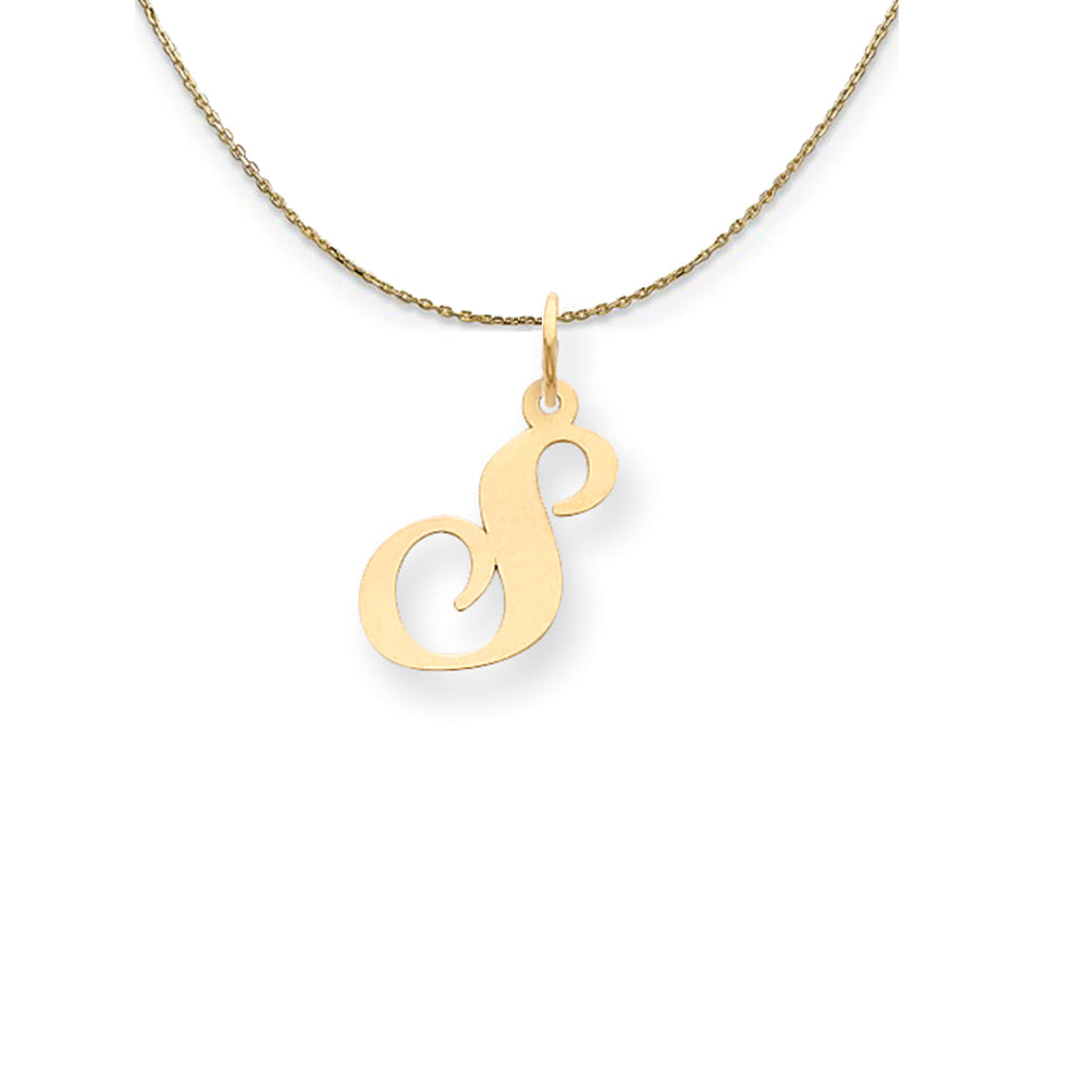 14k Yellow Gold LG Fancy Script Initial S Necklace, Item N24609 by The Black Bow Jewelry Co.