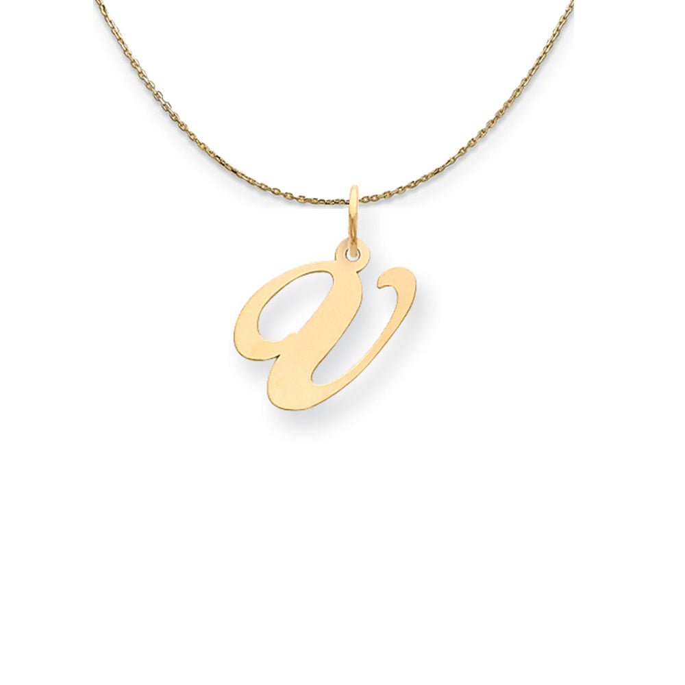 14k Yellow Gold LG Fancy Script Initial V Necklace, Item N24611 by The Black Bow Jewelry Co.