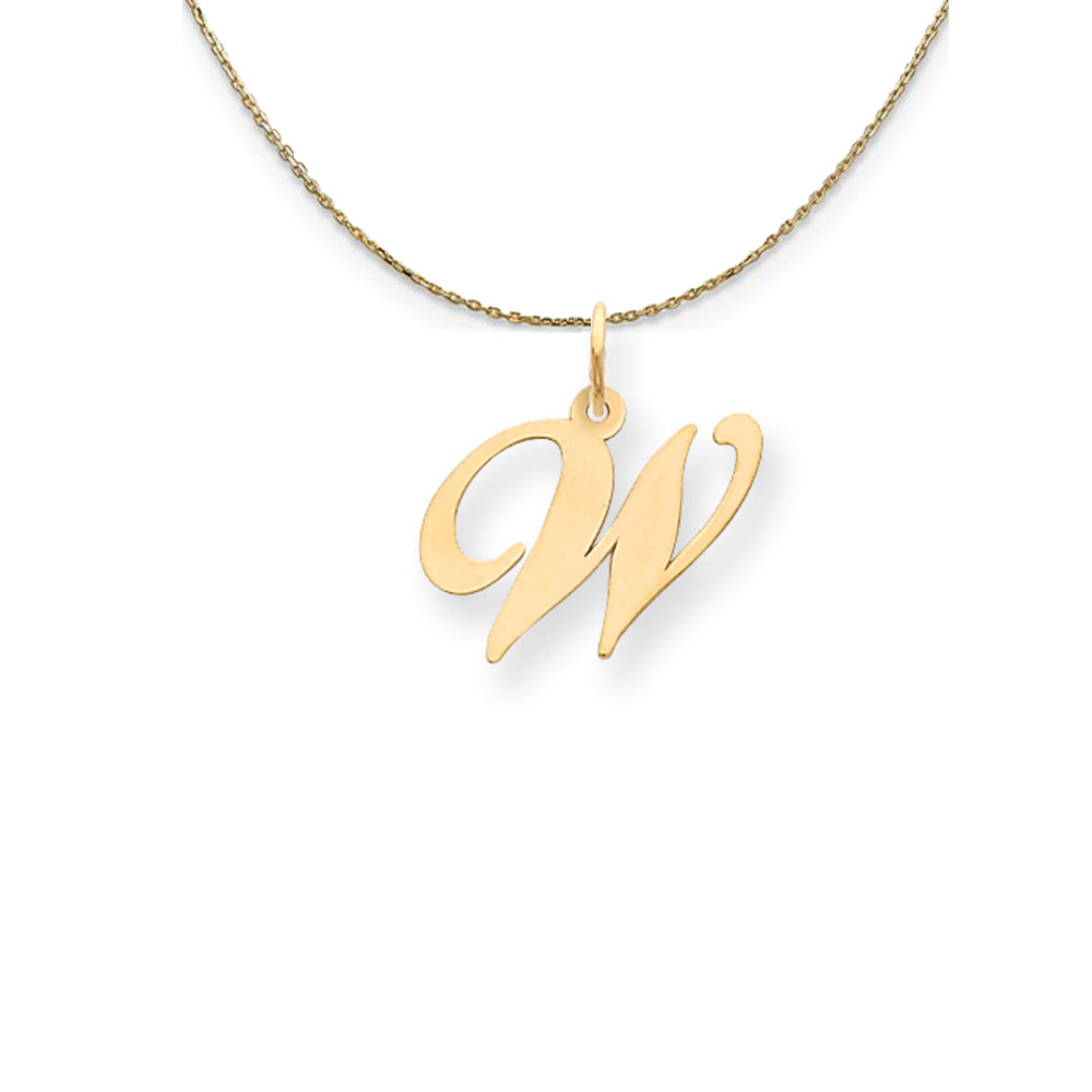 14k Yellow Gold LG Fancy Script Initial W Necklace, Item N24612 by The Black Bow Jewelry Co.