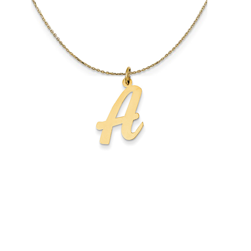 14k Yellow Gold Medium Script Initial A Necklace, Item N24614 by The Black Bow Jewelry Co.