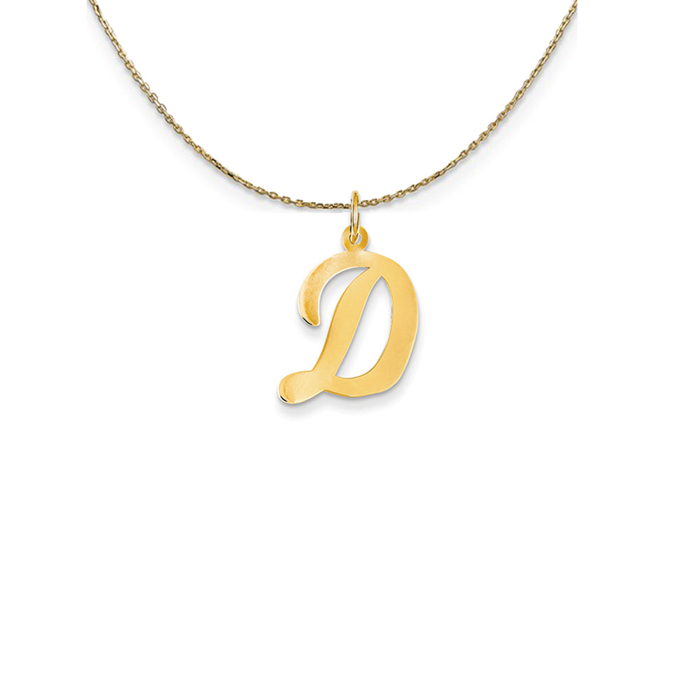 14k Yellow Gold Medium Script Initial D Necklace, Item N24617 by The Black Bow Jewelry Co.