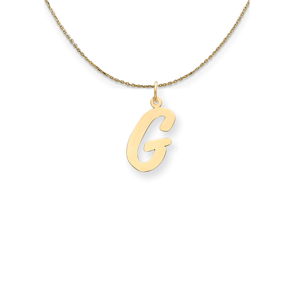 14k Yellow Gold Medium Script Initial G Necklace, Item N24620 by The Black Bow Jewelry Co.