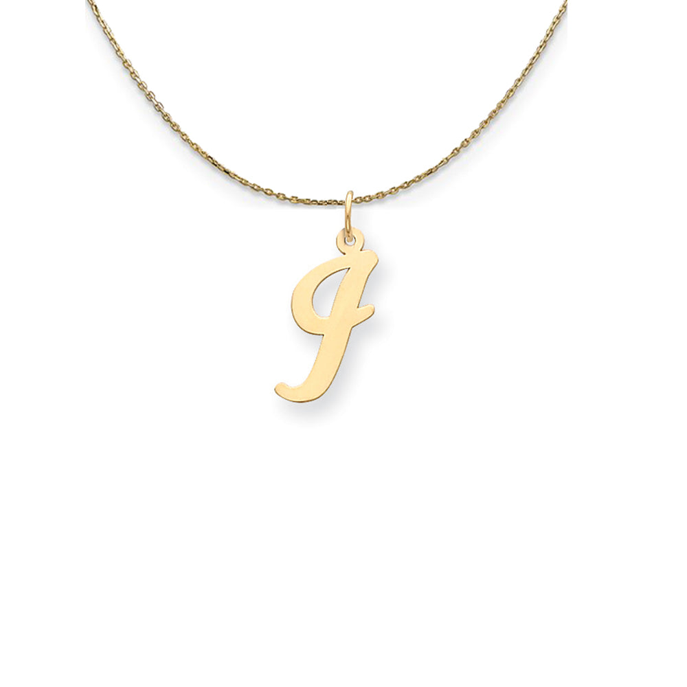 14k Yellow Gold Medium Script Initial I Necklace, Item N24622 by The Black Bow Jewelry Co.