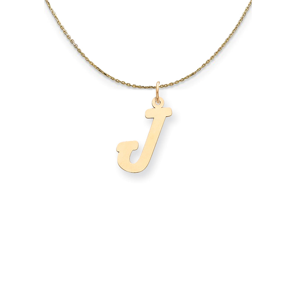 14k Yellow Gold Medium Script Initial J Necklace, Item N24623 by The Black Bow Jewelry Co.