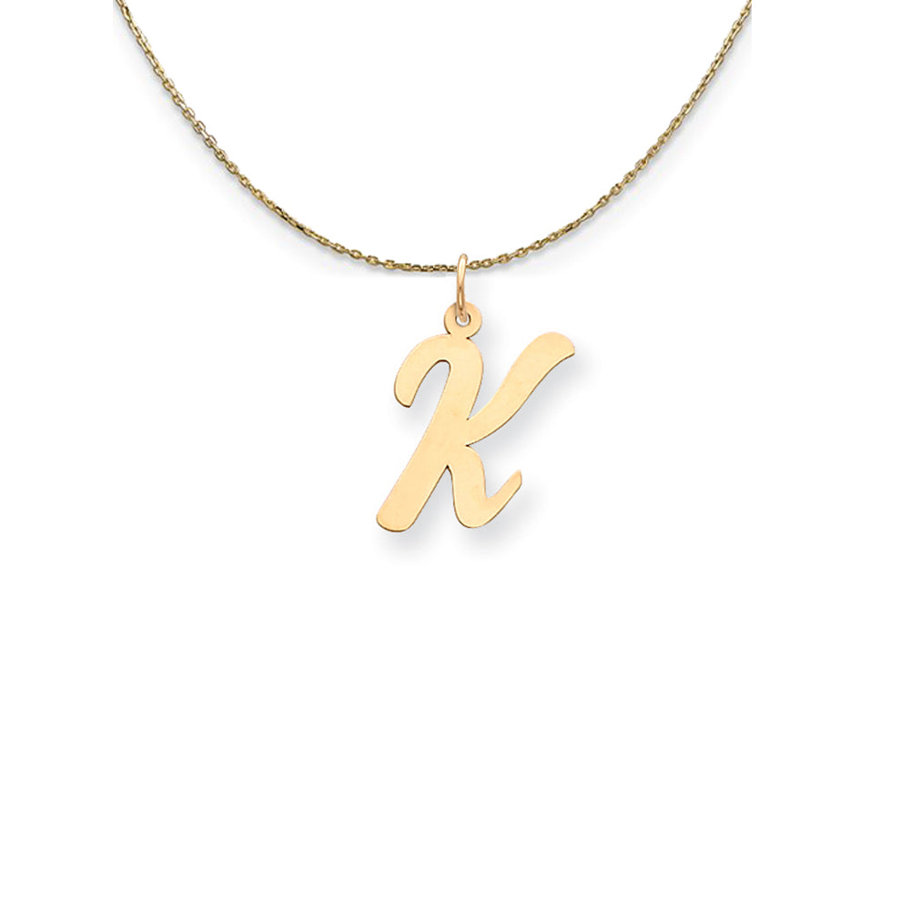 14k Yellow Gold Medium Script Initial K Necklace, Item N24624 by The Black Bow Jewelry Co.