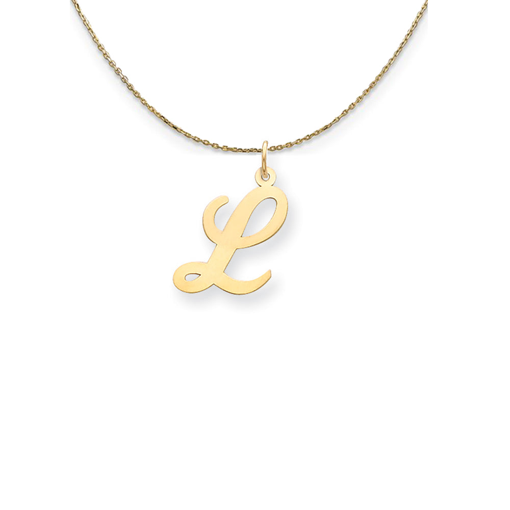 14k Yellow Gold Medium Script Initial L Necklace, Item N24625 by The Black Bow Jewelry Co.