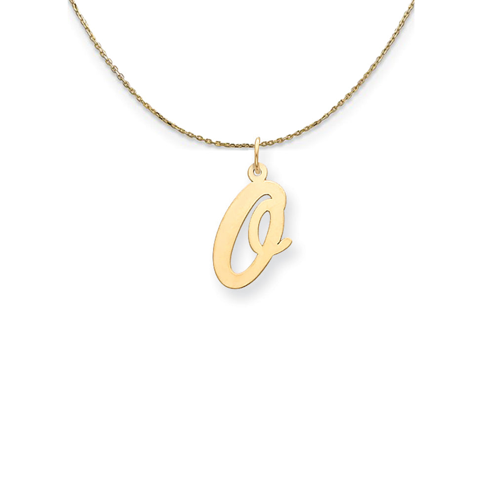 14k Yellow Gold Medium Script Initial O Necklace, Item N24628 by The Black Bow Jewelry Co.