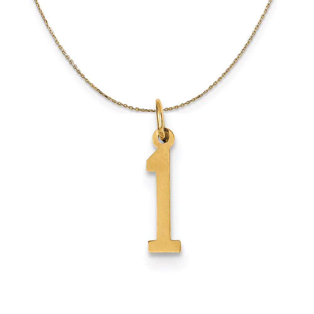 14k Yellow Gold, Alumni Small Elongated Number 1 Necklace, Item N24637 by The Black Bow Jewelry Co.