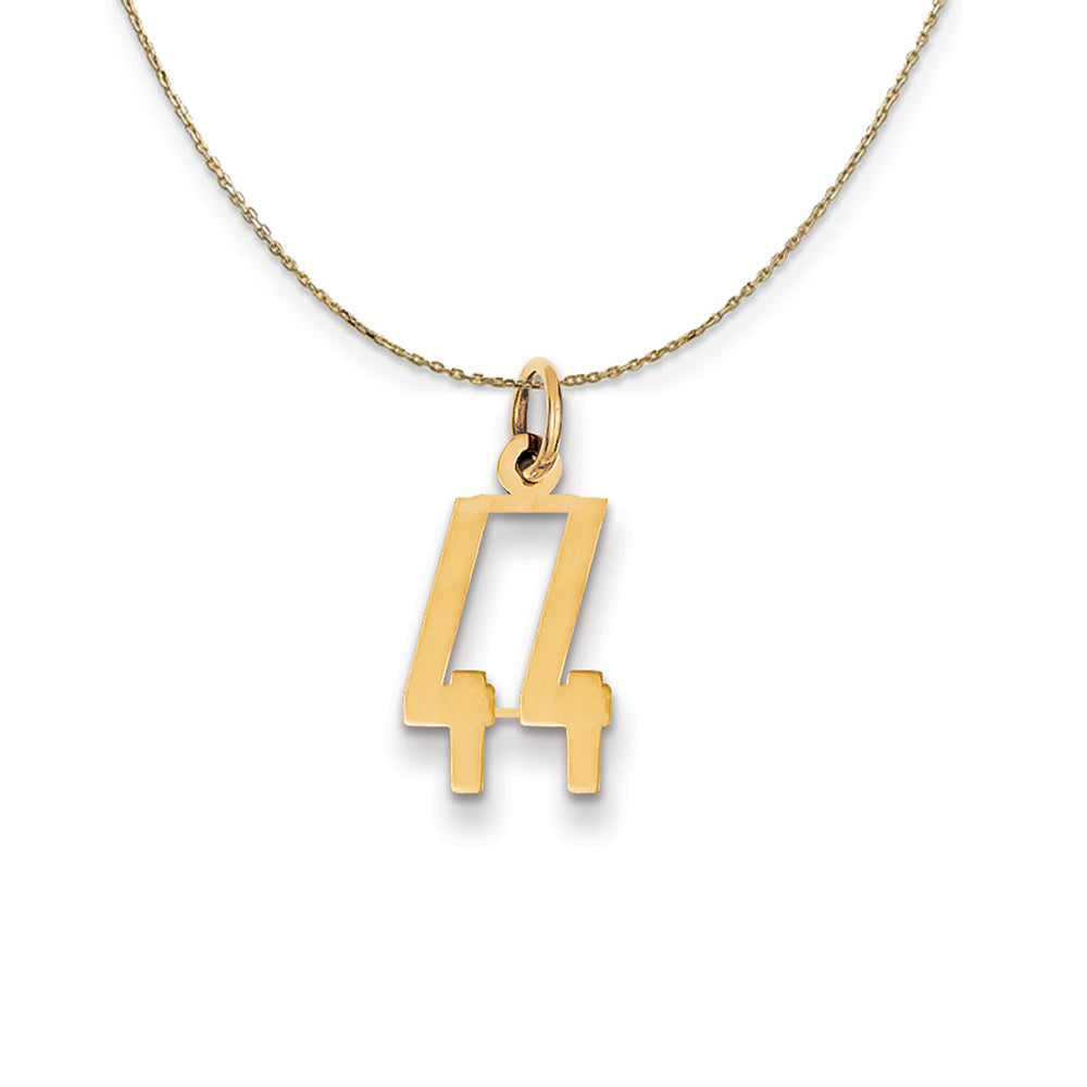 14k Yellow Gold, Alumni Small Elongated Number 44 Necklace, Item N24675 by The Black Bow Jewelry Co.