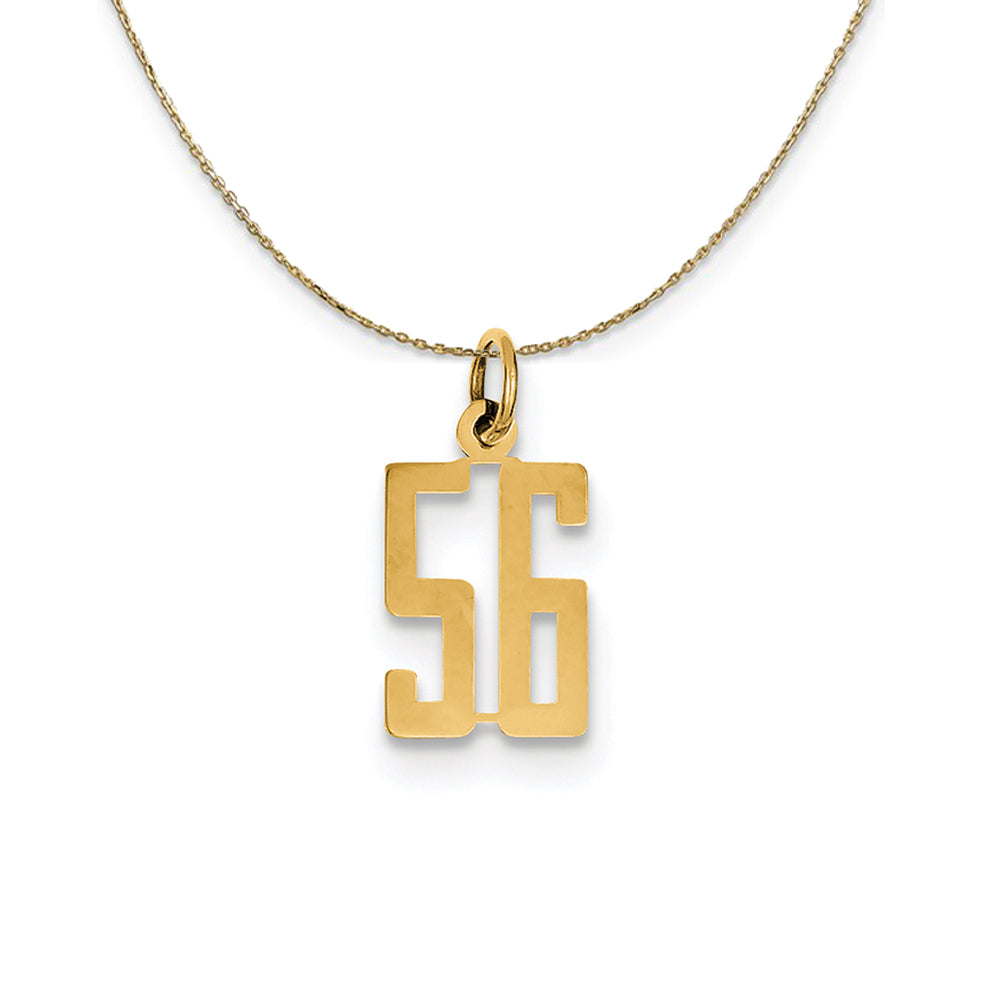 14k Yellow Gold, Alumni Small Elongated Number 56 Necklace, Item N24688 by The Black Bow Jewelry Co.