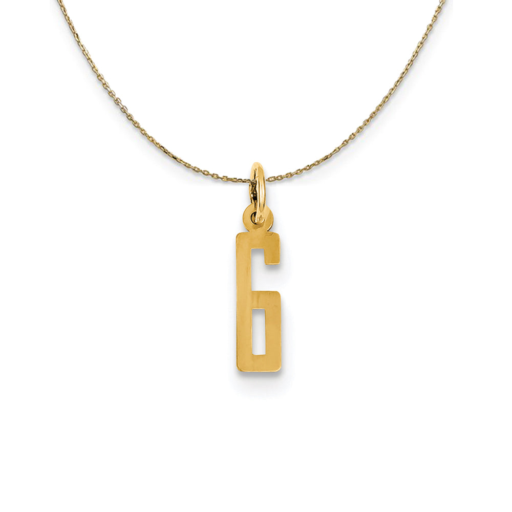 14k Yellow Gold, Alumni Small Elongated Number 6 Necklace, Item N24692 by The Black Bow Jewelry Co.
