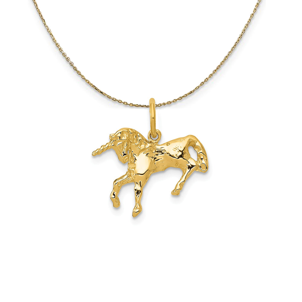 14k Yellow Gold 3D Unicorn (16 x 13mm) Necklace, Item N24741 by The Black Bow Jewelry Co.