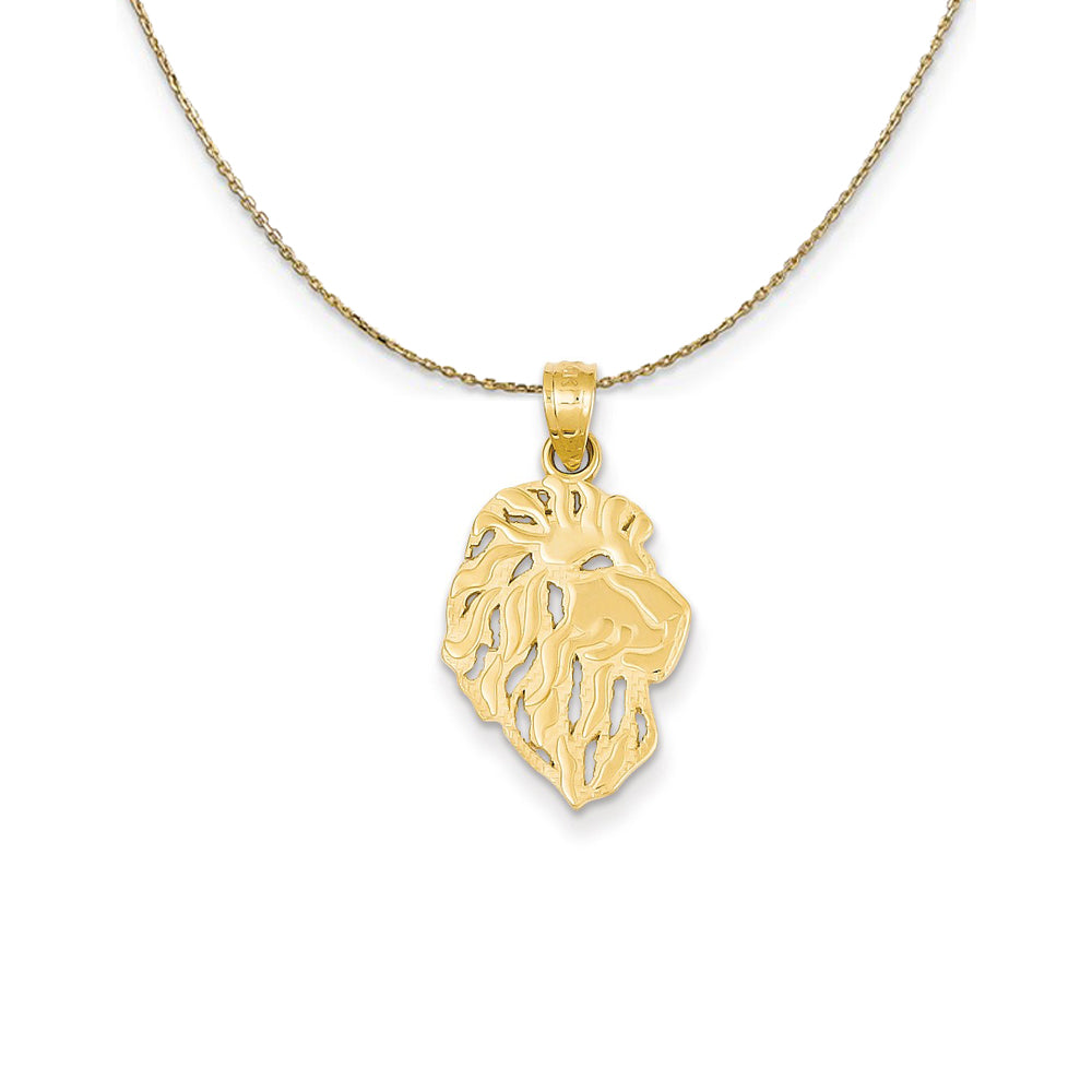 14k Yellow Gold Flat Lion Head (25mm) Necklace, Item N24744 by The Black Bow Jewelry Co.