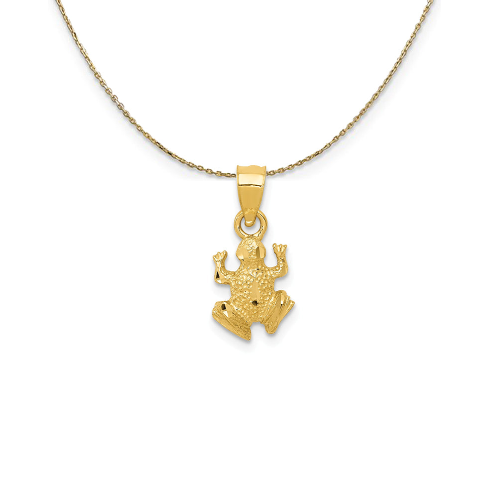 14k Yellow Gold Tiny Diamond-Cut Frog (7mm) Necklace, Item N24750 by The Black Bow Jewelry Co.