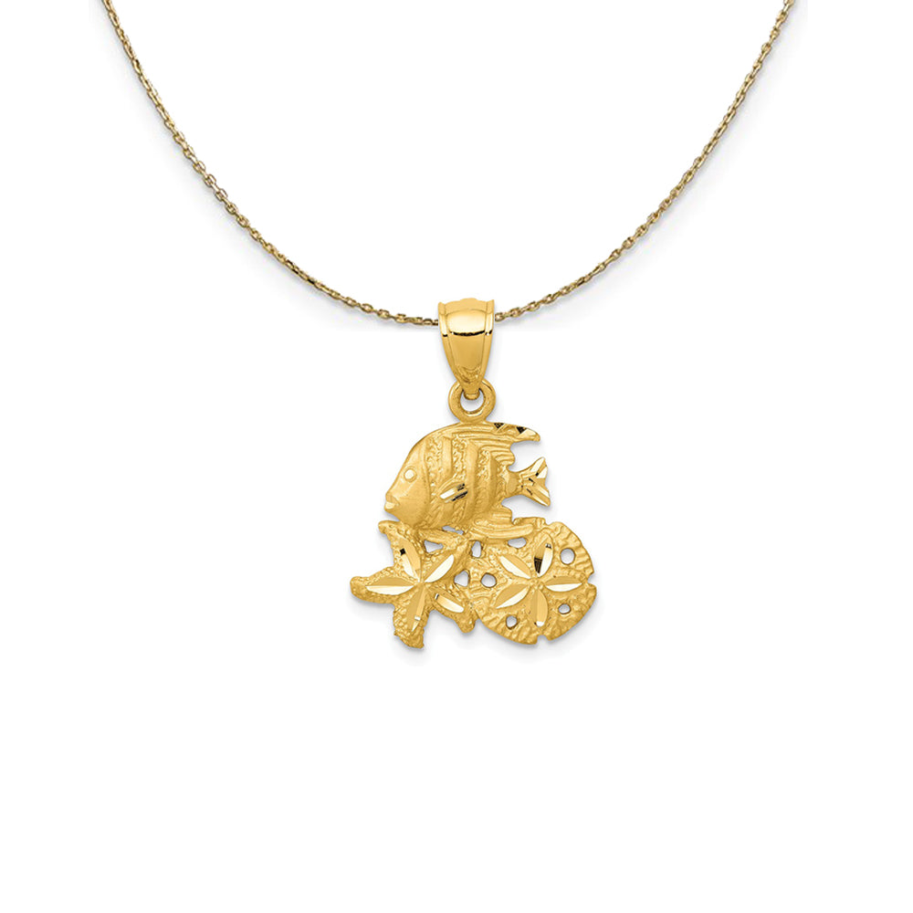 14k Yellow Gold Small Diamond-Cut Sea Life, 16 x 23mm Necklace, Item N24774 by The Black Bow Jewelry Co.