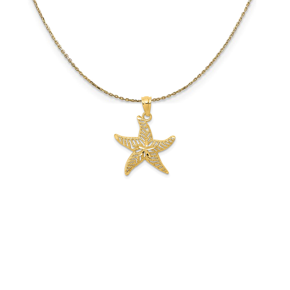 14k Yellow Gold Diamond-Cut &amp; Filigree Starfish Necklace, Item N24781 by The Black Bow Jewelry Co.