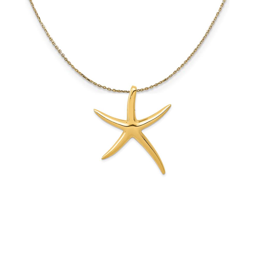 14k Yellow Gold LG Polished Pencil Starfish (32mm) Necklace, Item N24783 by The Black Bow Jewelry Co.