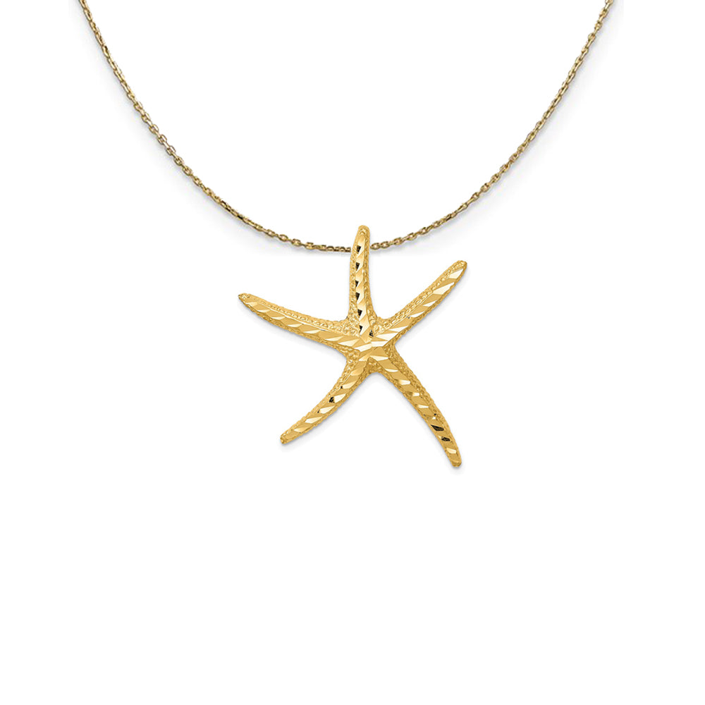 14k Yellow Gold LG D/C Pencil Starfish Slide Necklace, Item N24784 by The Black Bow Jewelry Co.