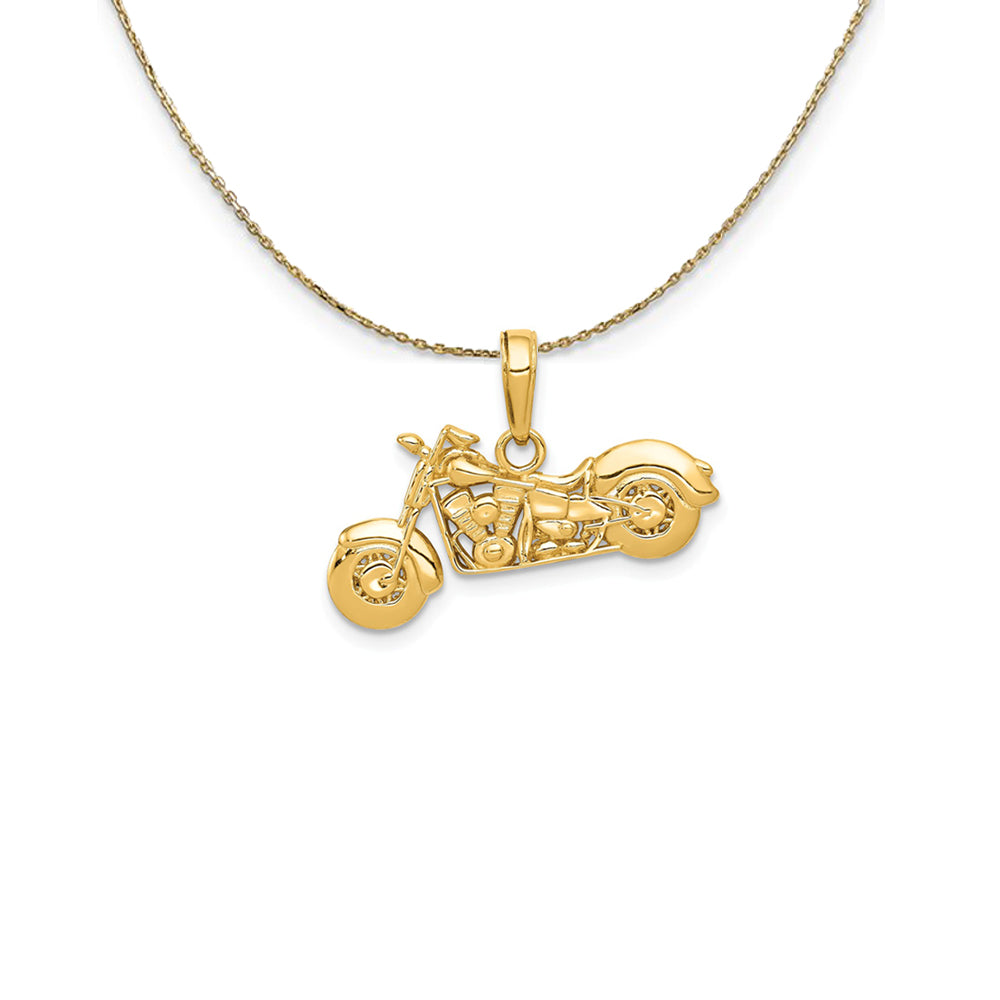 14k Yellow Gold 3D Motorcycle Necklace, Item N24807 by The Black Bow Jewelry Co.