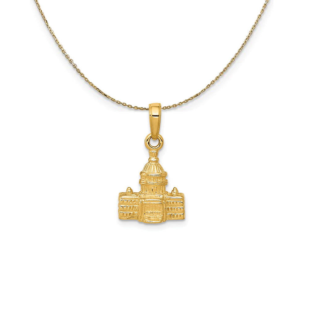 14k Yellow Gold 3D Washington D.C. Capital Building Necklace, Item N24808 by The Black Bow Jewelry Co.