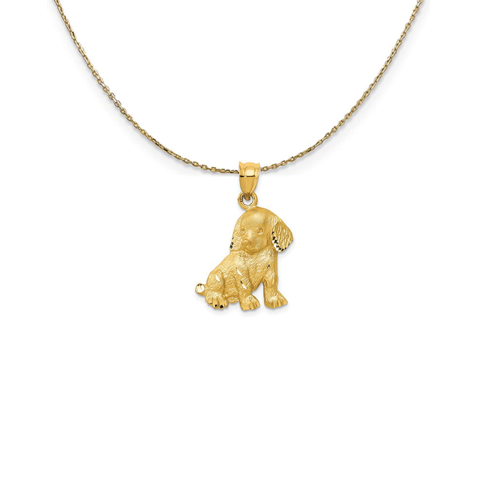 14k Yellow Gold Diamond-Cut Puppy (17 x 26mm) Necklace, Item N24821 by The Black Bow Jewelry Co.