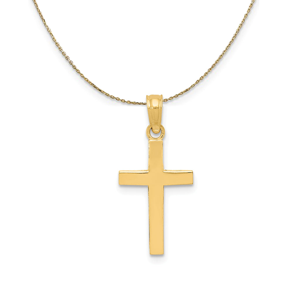 14k Yellow Gold, Beveled Latin Cross Necklace, Item N24826 by The Black Bow Jewelry Co.