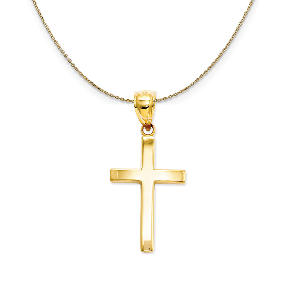 14k Yellow Gold, Polished, Latin Cross Necklace, Item N24827 by The Black Bow Jewelry Co.