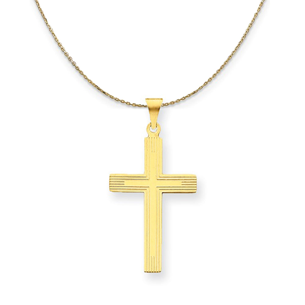 14k Yellow Gold, Casted, Latin Cross Necklace, Item N24829 by The Black Bow Jewelry Co.