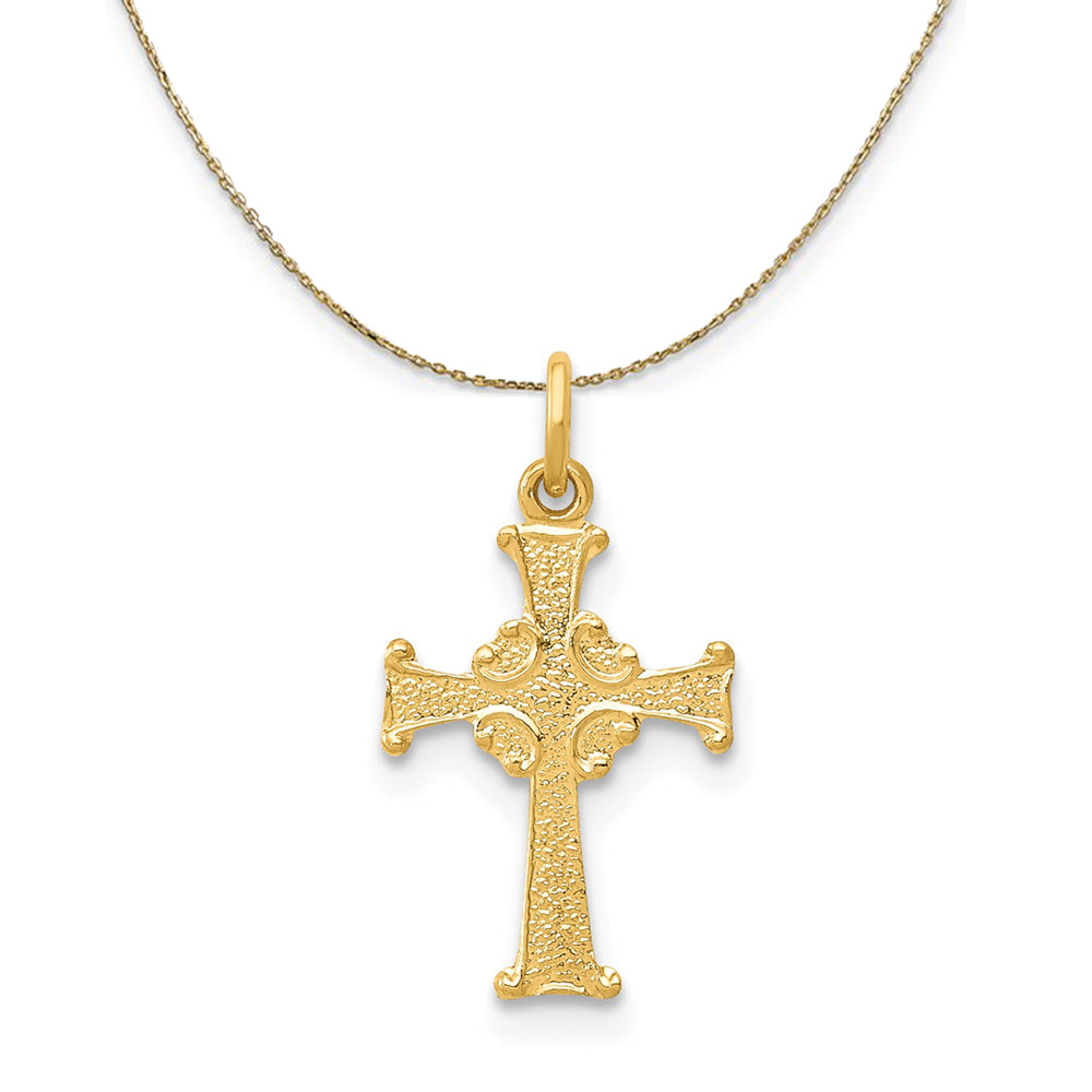 14k Yellow Gold, Dainty, Celtic Cross Necklace, Item N24831 by The Black Bow Jewelry Co.