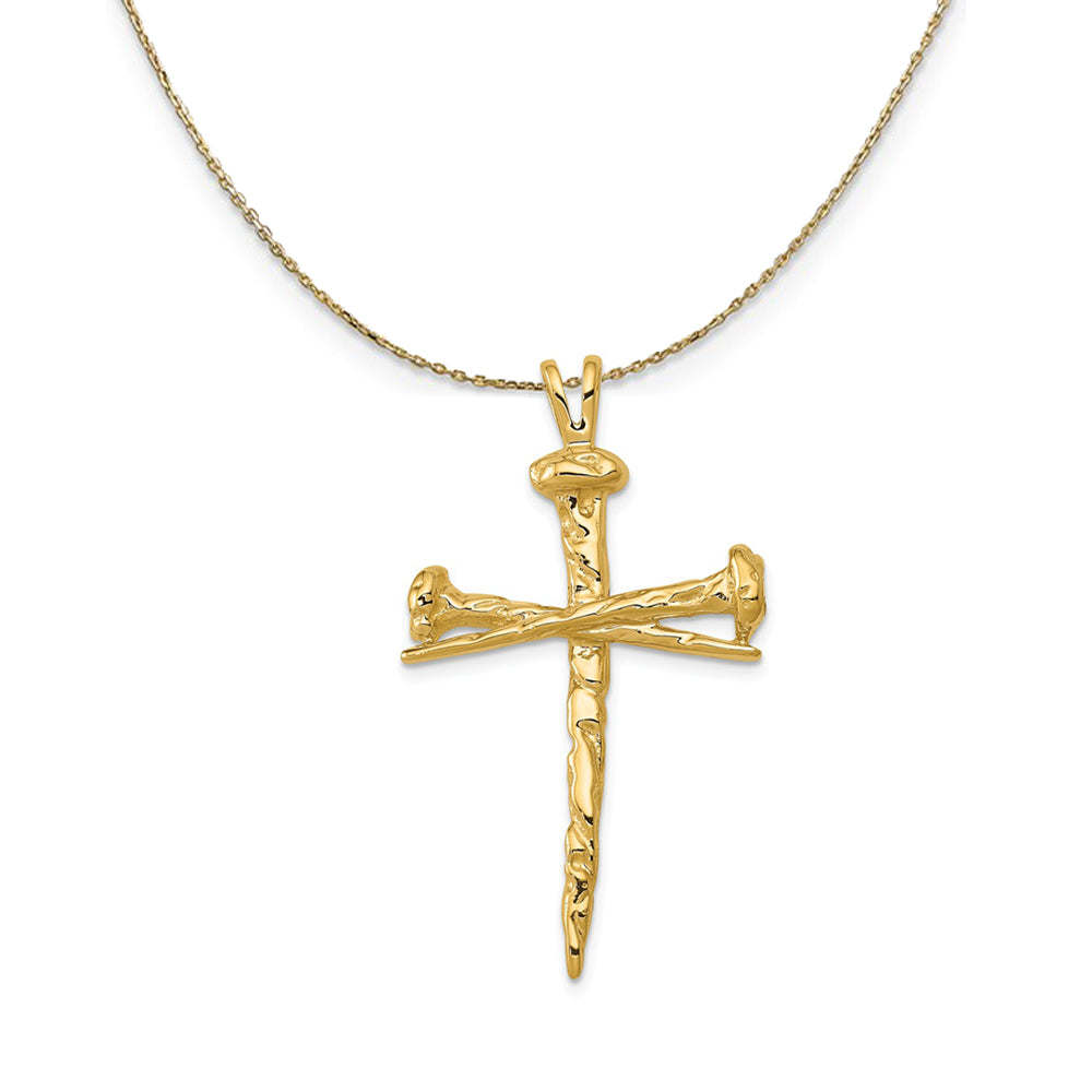 14k Yellow Gold, Nail Cross Necklace, Item N24832 by The Black Bow Jewelry Co.
