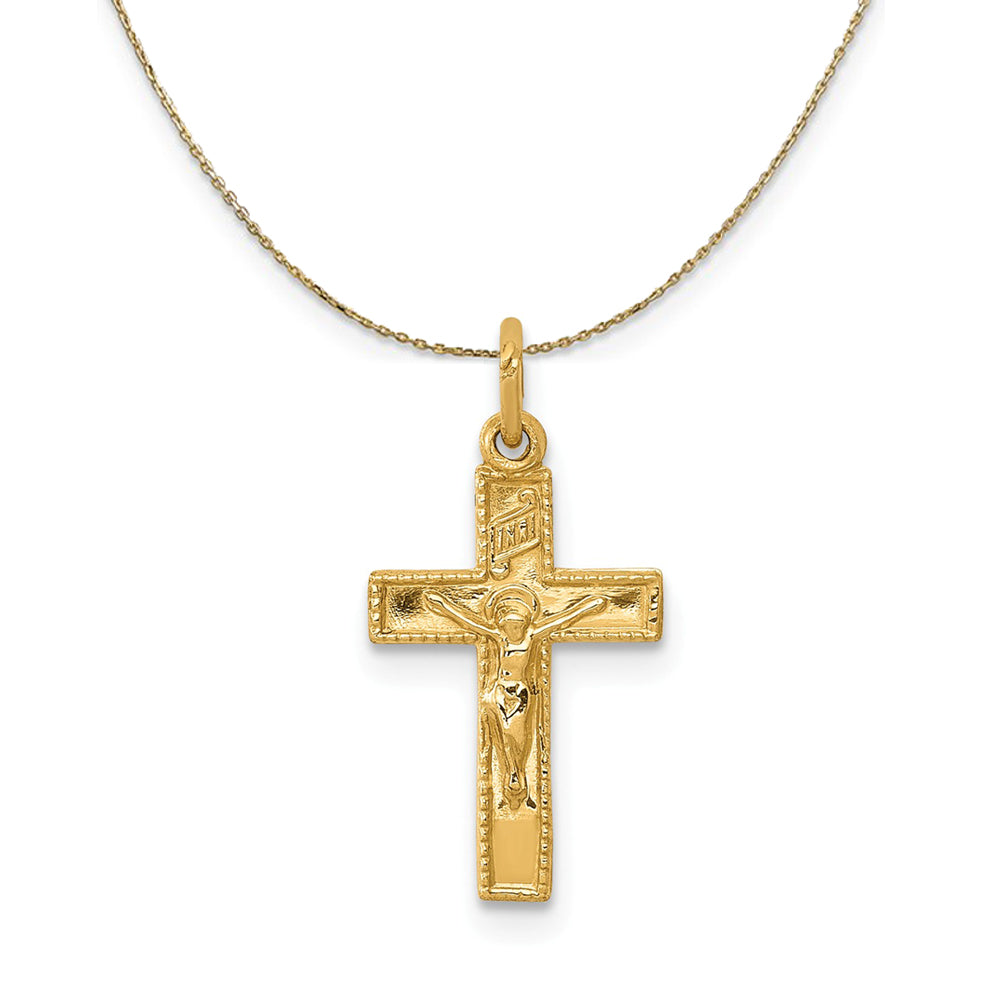 14k Yellow Gold, INRI Crucifix Necklace, Item N24840 by The Black Bow Jewelry Co.