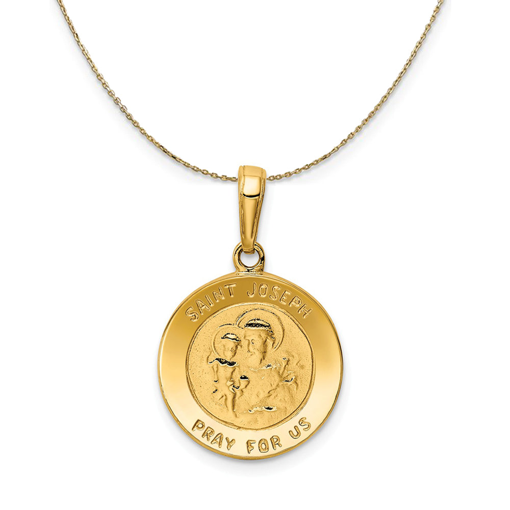 14k Yellow Gold Saint Joseph Medal (16mm) Necklace, Item N24849 by The Black Bow Jewelry Co.