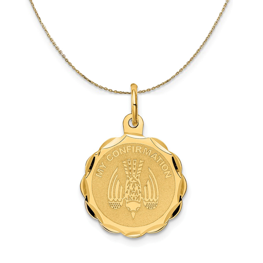 14k Yellow Gold My Confirmation Engravable (16mm) Necklace, Item N24855 by The Black Bow Jewelry Co.