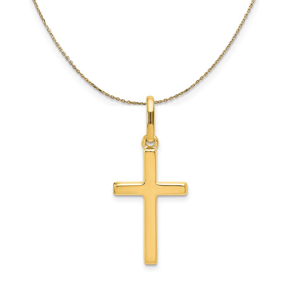 14k Yellow Gold, Hollow, Latin Cross Necklace, Item N24873 by The Black Bow Jewelry Co.
