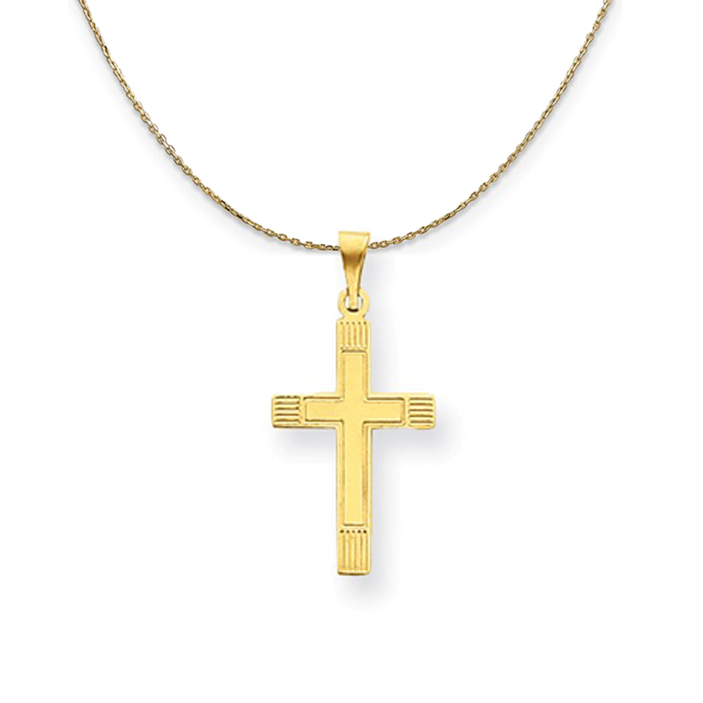 14k Yellow Gold, Stamped, Latin Cross Necklace, Item N24875 by The Black Bow Jewelry Co.