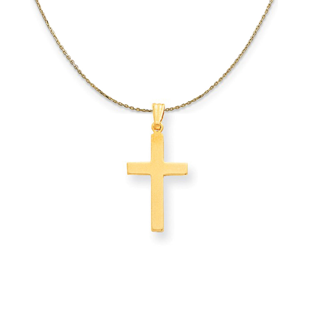 14k Yellow Gold Polished Latin Cross Necklace, Item N24877 by The Black Bow Jewelry Co.